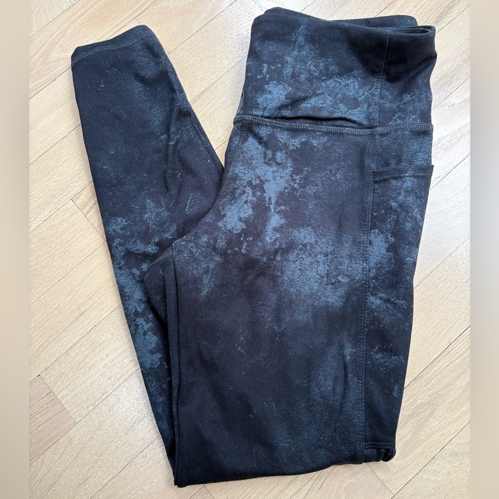 Danskin Heather Gray and Black Active Leggings Tie- Dye